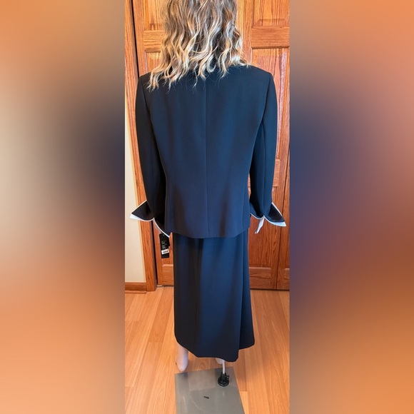 Women’s Le Suit 2 Pieces Jacket (s-14) Long Skirt (s-16) Padded Shoulders Black - Picture 2 of 16